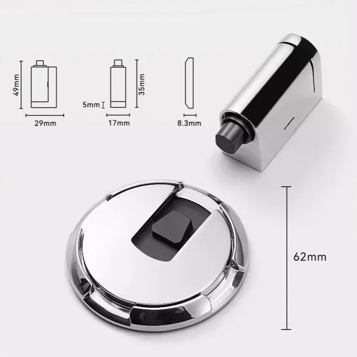 TREVISO door stop in chrome and nickel finish — height-adjustable 5mm to 20mm gap