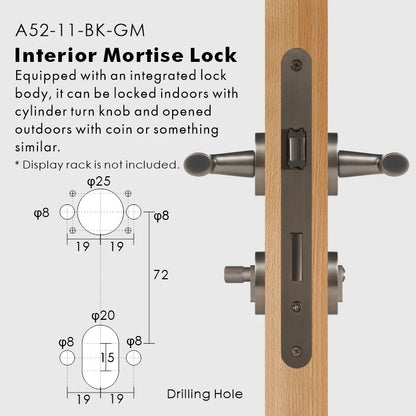 Lever handle in architectural gunmetal finish for bathroom and bedroom interior doors