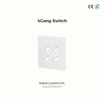 White switch plate in 3-gang configuration for multi-circuit lighting control