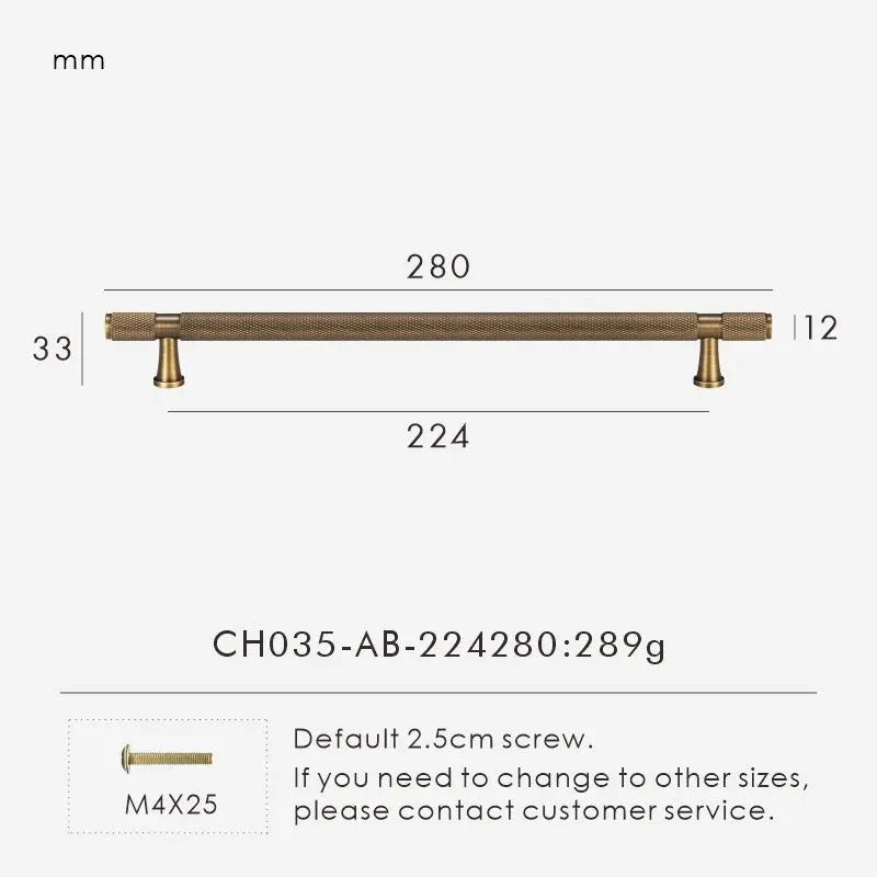 QUILL diamond-cut pull bar handles shown as a group of three in brushed brass for scale reference