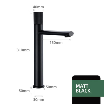 ARTHUR | Matte Black Knurled Basin Faucet