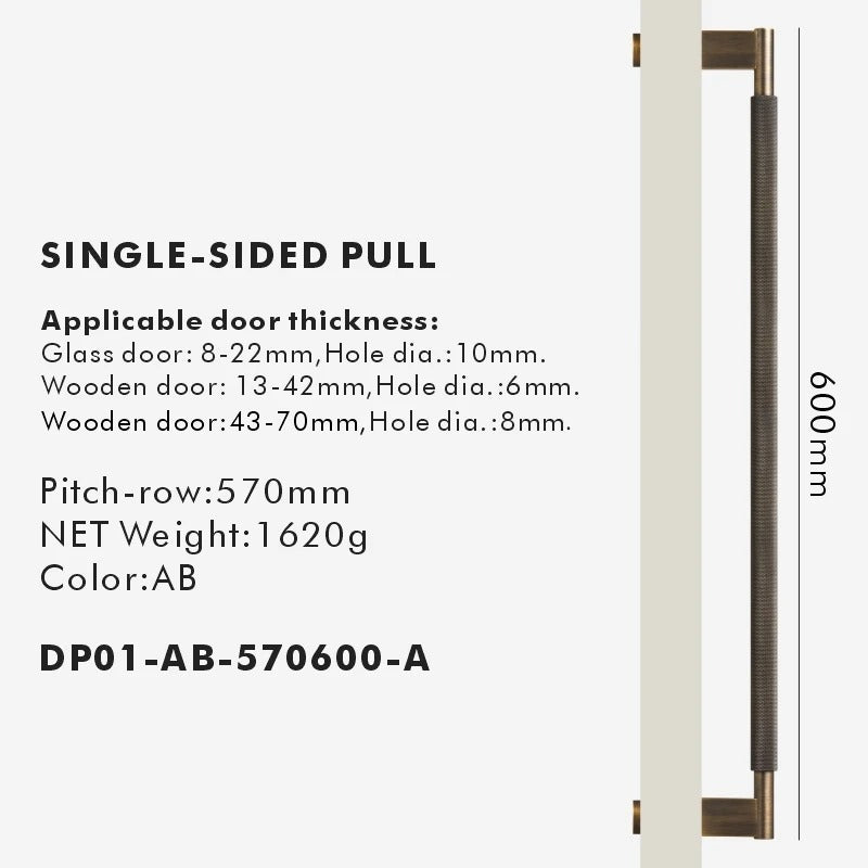 VIVVIENE | Solid Brass Cross Knurled Pull Bar