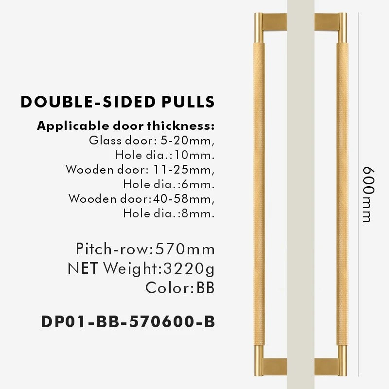 VIVVIENE | Solid Brass Cross Knurled Pull Bar