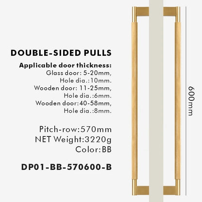 VIVVIENE | Solid Brass Cross Knurled Pull Bar