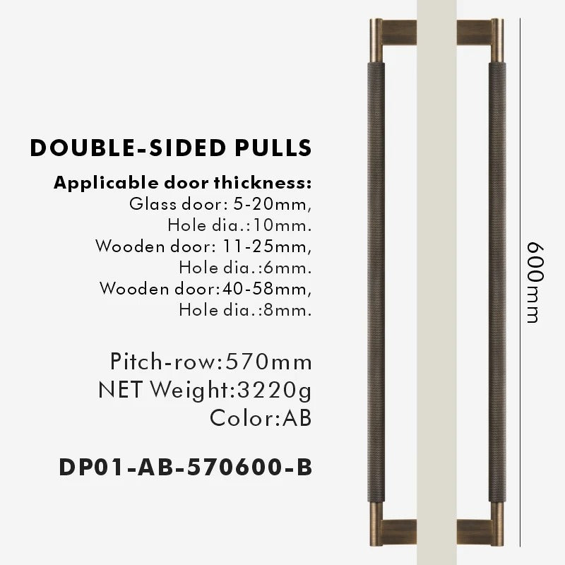VIVVIENE | Solid Brass Cross Knurled Pull Bar
