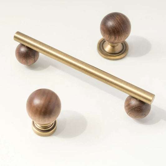 CHESTER | Bronze Brass & Walnut Wood Knobs