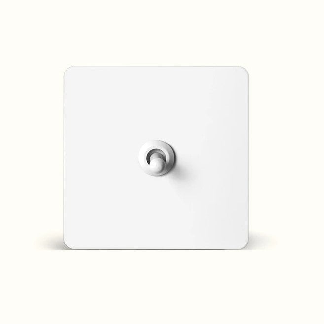 White stainless steel toggle switch with vintage brass lever — 4mm ultra-thin 1-gang