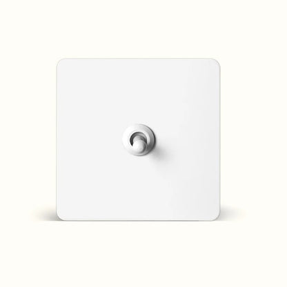 White stainless steel toggle switch with vintage brass lever — 4mm ultra-thin 1-gang