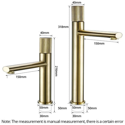 Detail of gunmetal knurled grip texture on Arthur basin faucet