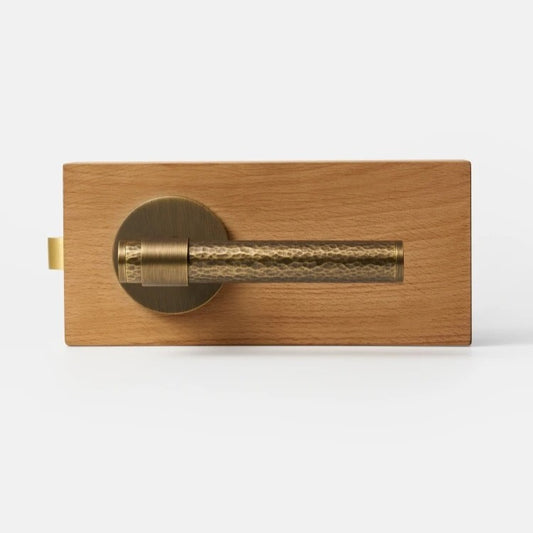 SIENA | Hammered Brass Door Handle Set