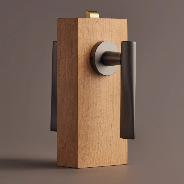 Solid brass door handle in gunmetal finish installed on contemporary interior door