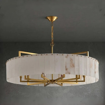 BASTIEN| Round Brass Marble Pendant Light
