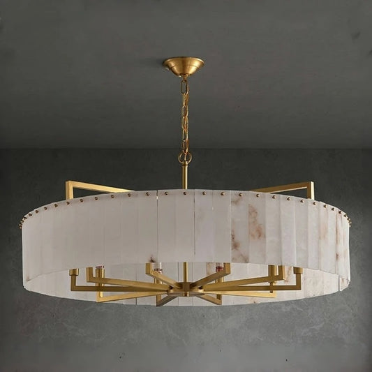 BASTIEN| Round Brass Marble Pendant Light
