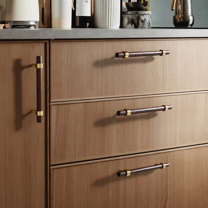 CLAUS | Black Walnut T-Bar Cabinet Handles | Solid Wood & Brass Pulls