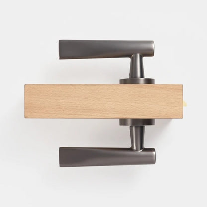 Detail of gunmetal brass lever handle smooth mechanical action and solid construction