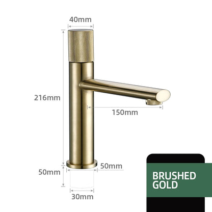 ARTHUR | Gold Knurled Basin Faucet
