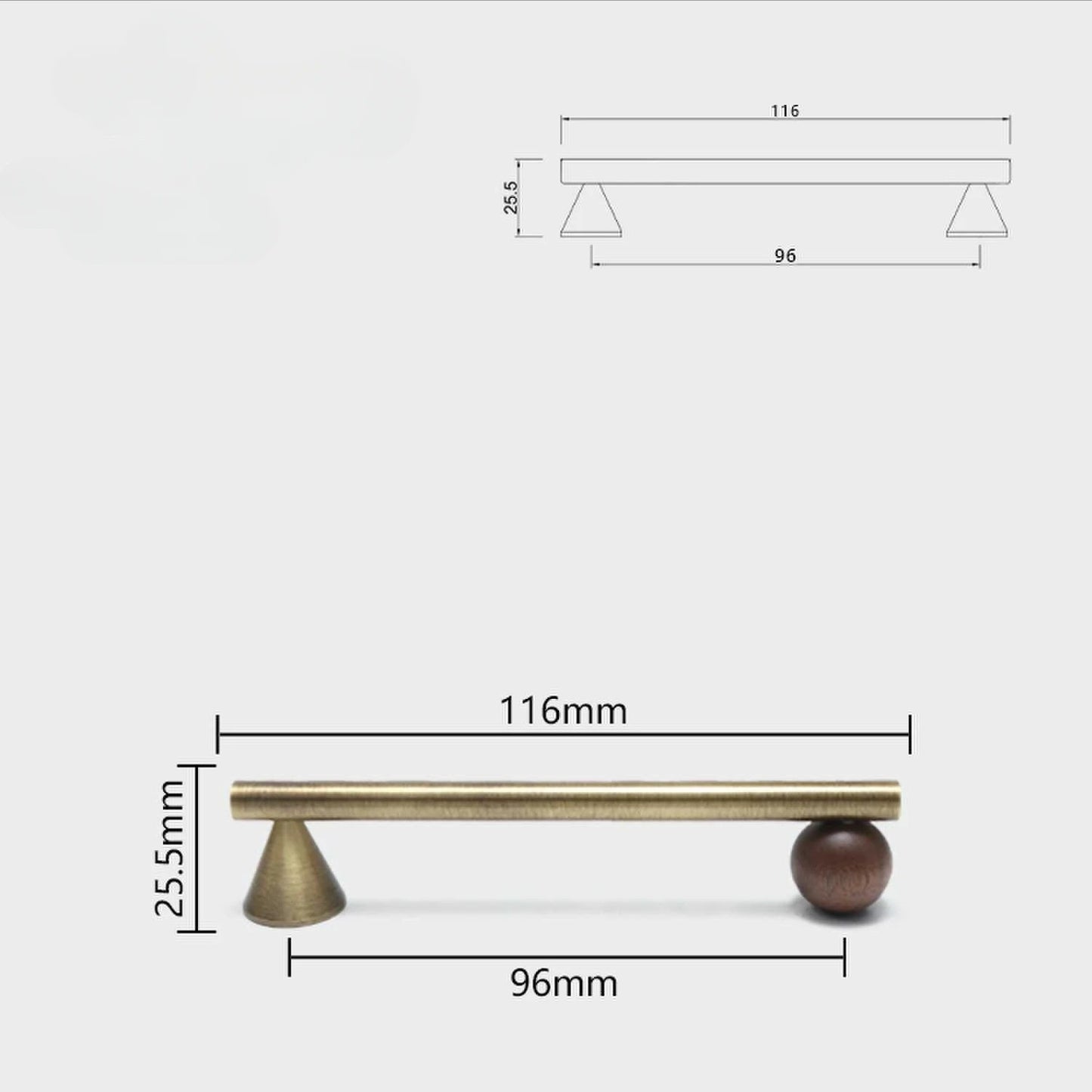 CHESNUT | Bronze Brass & Walnut Wood Cabinet Handle