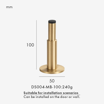 Detail of quiet-close mechanism on solid brass silent door stopper in antique brass