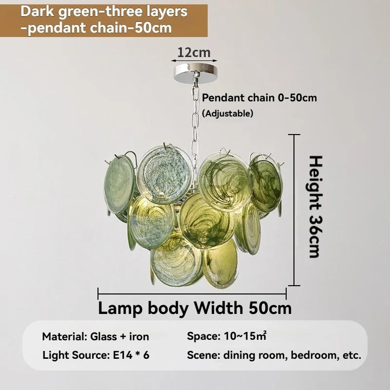 ISABELLE| Murano Green Glass Chandelier