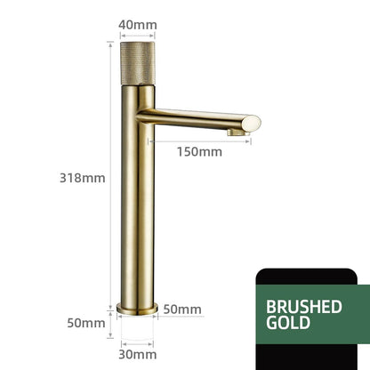 ARTHUR | Gold Knurled Basin Faucet