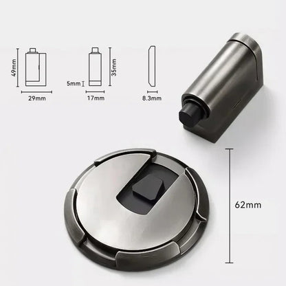 Automatic door stopper in matte black — windproof low-profile design for interior doors