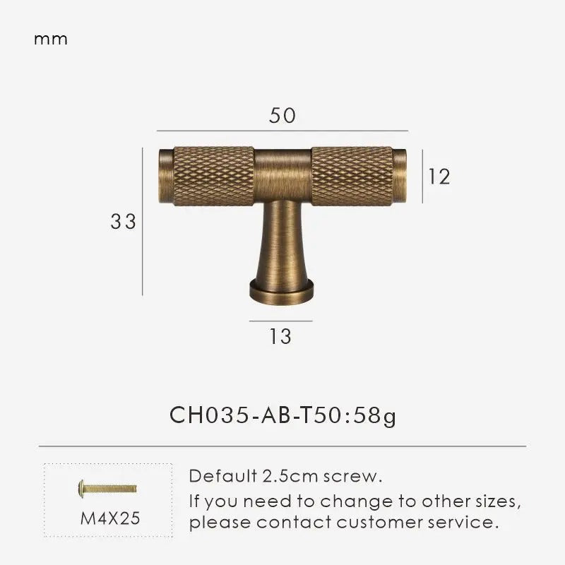 QUILL diamond-knurl pull bar in brushed brass finish – variant image on white studio background