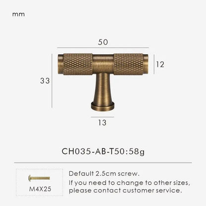 QUILL diamond-knurl pull bar in brushed brass finish – variant image on white studio background