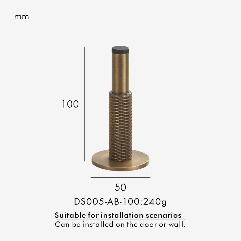 ODETTE door stop in antique brass — wall-mounted option for high-traffic residential interiors