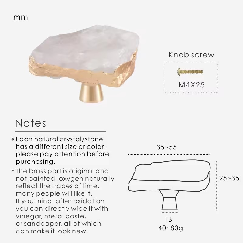 AMELIE | Brass Crystal Gem Knob