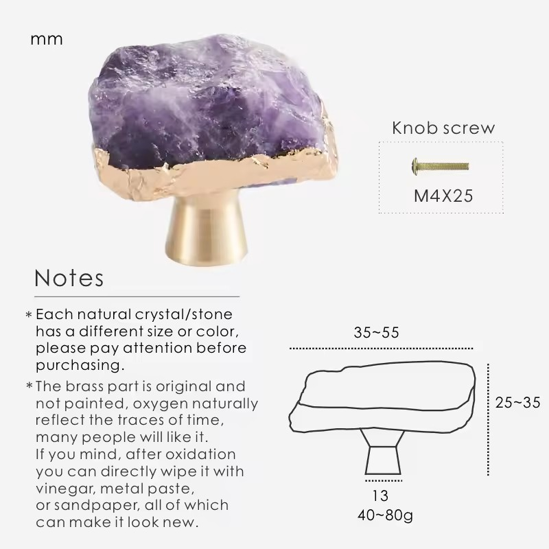 AMELIE | Brass Crystal Gem Knob