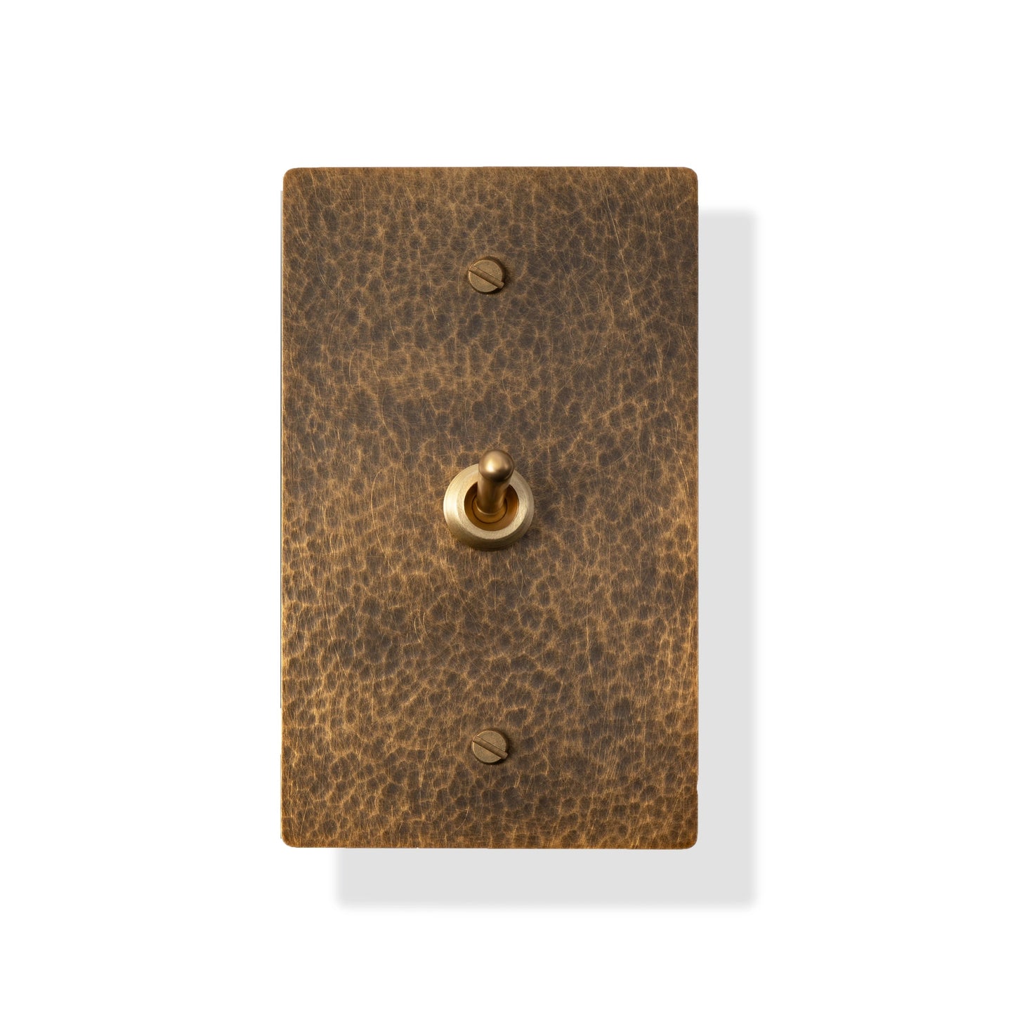 Hammered 1-Gang Rocker Switch 2-Way | Solid Brass Wall Plate