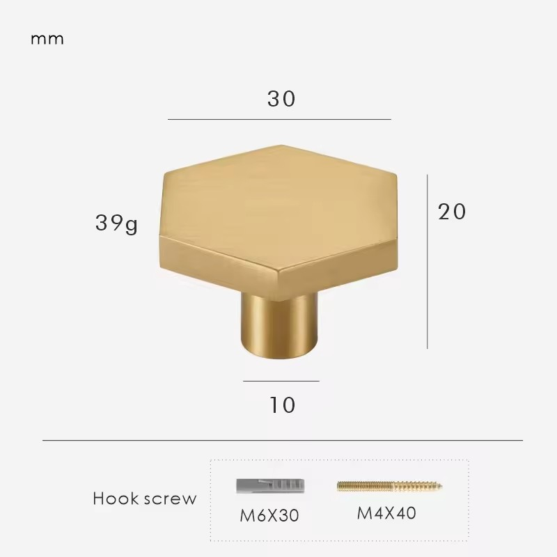 LIDO | Hexagon Solid Brass Knob