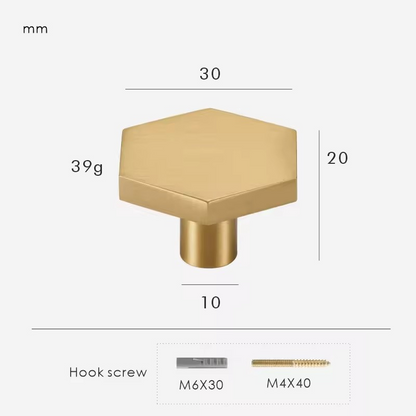 LIDO | Hexagon Solid Brass Knob